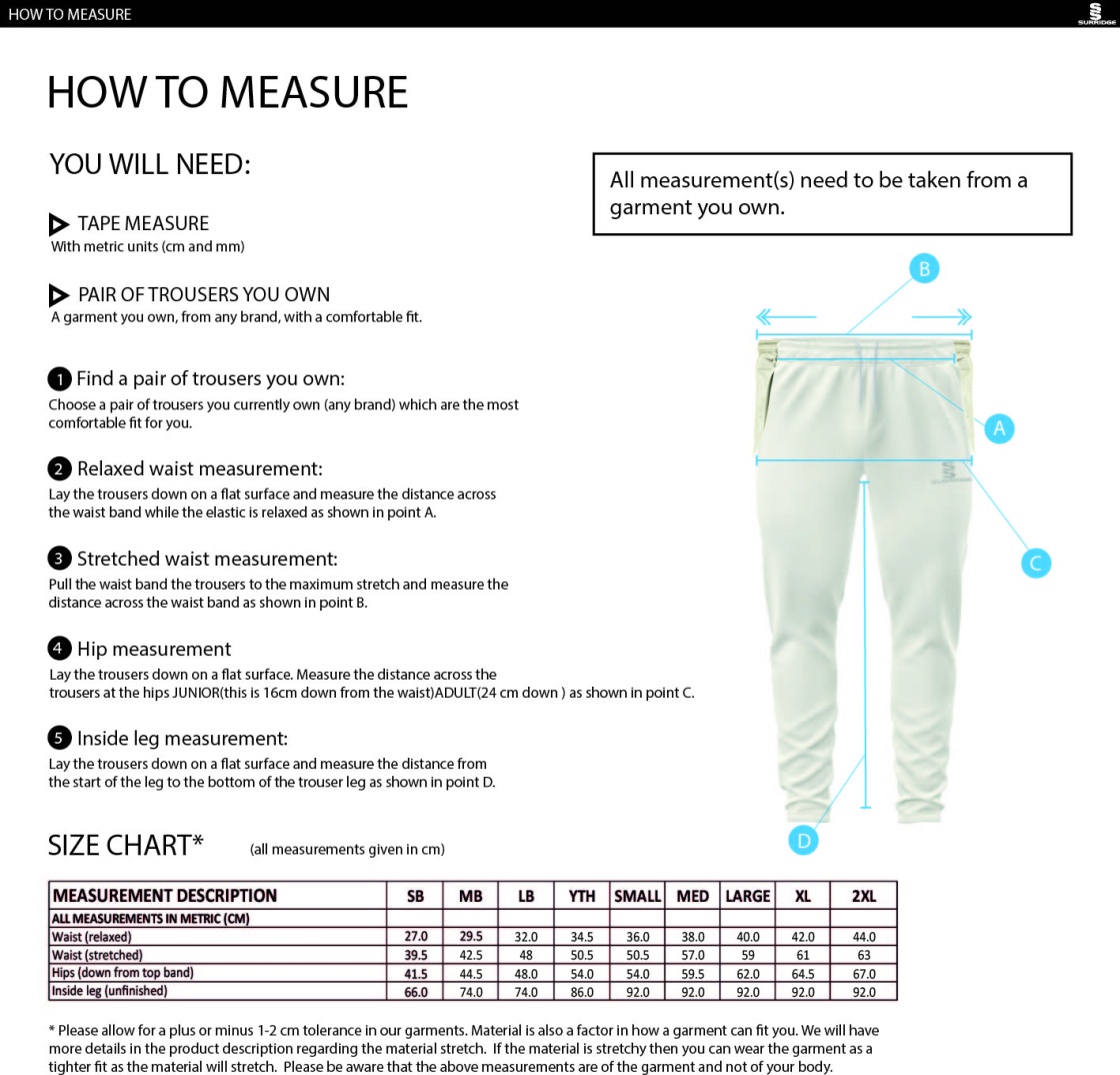 AMS Tek Playing Pant - Size Guide